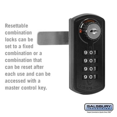 Salsbury Industries SalsburyIndustries 77795BLK Resettable Combination Lock Factory Installed On Metal Locker Door - Black 77795BLK